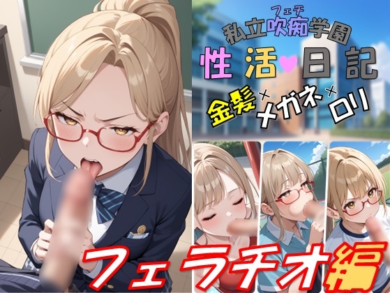 私立吹痴学園性活日記 -金髪メガネちゃん フェラチオ編- 表紙