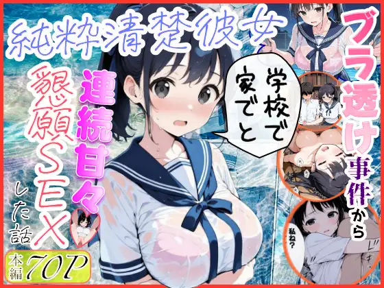 純粋清楚妹のブラ透け事件から、学校で家でと連続甘々中出し懇願SEXした話 ジャケット画像
