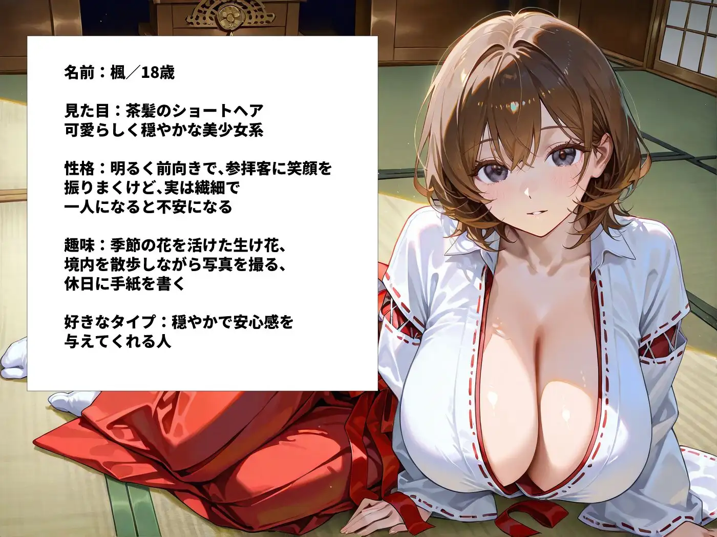 巫女バイト中の巨乳女子大生を神主が呼び出しハメまくった一部映像 サンプル画像 4
