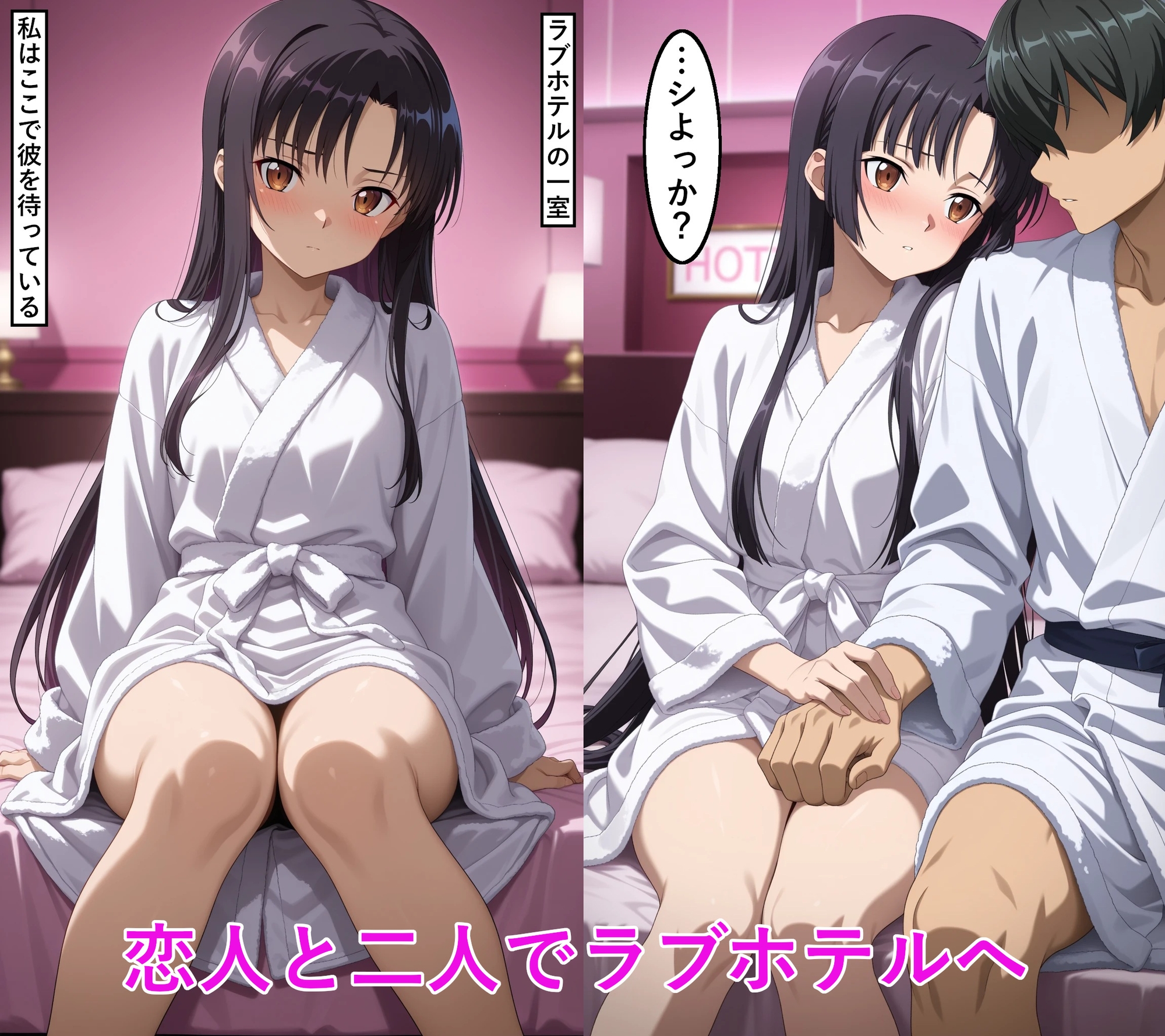 恋人との甘いひと時 黒髪ロングヘアな彼女_1