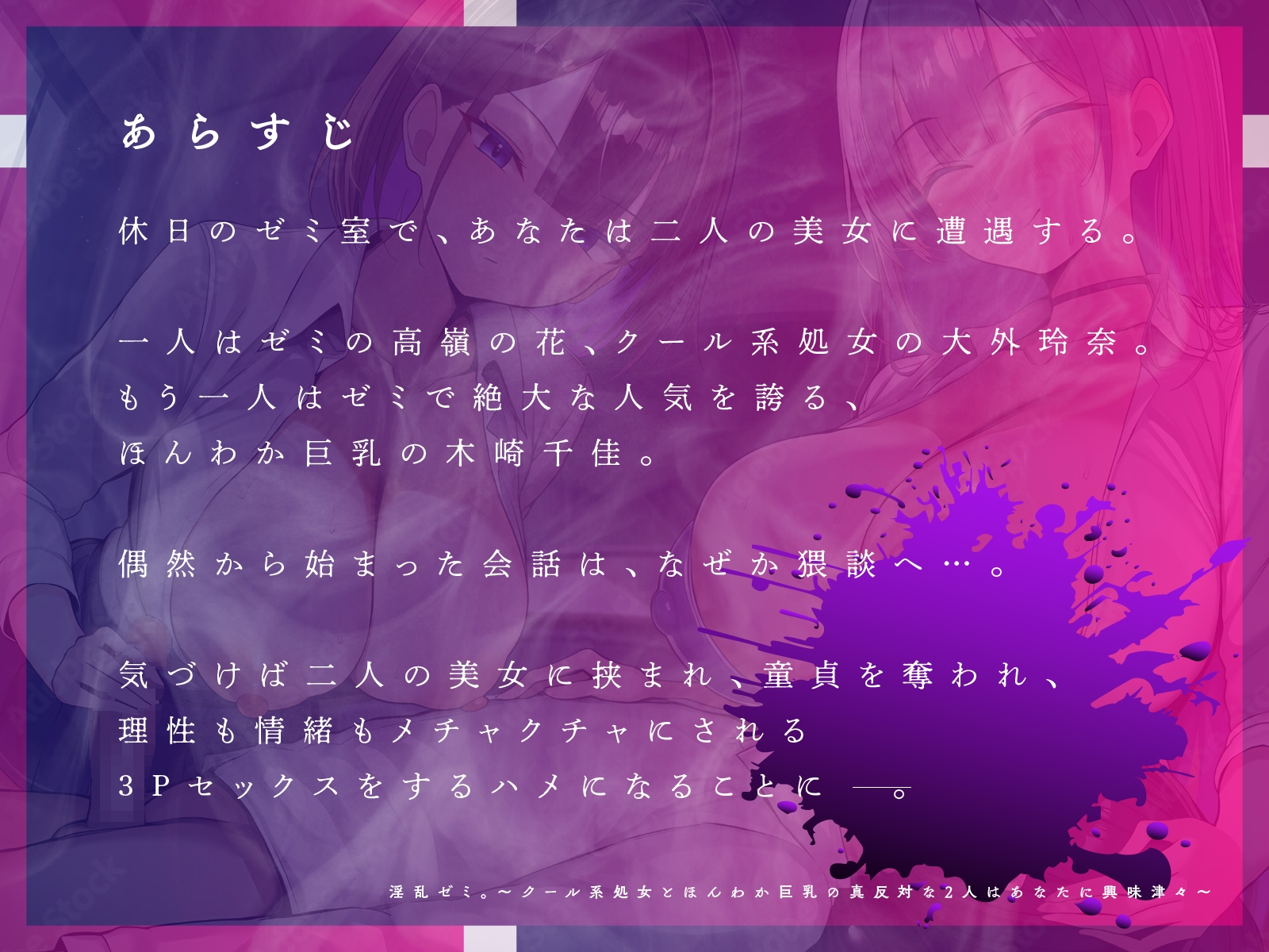 淫乱ゼミ。～クール系処女とほんわか巨乳の真反対な2人はあなたに興味津々～【KU100】 画像1