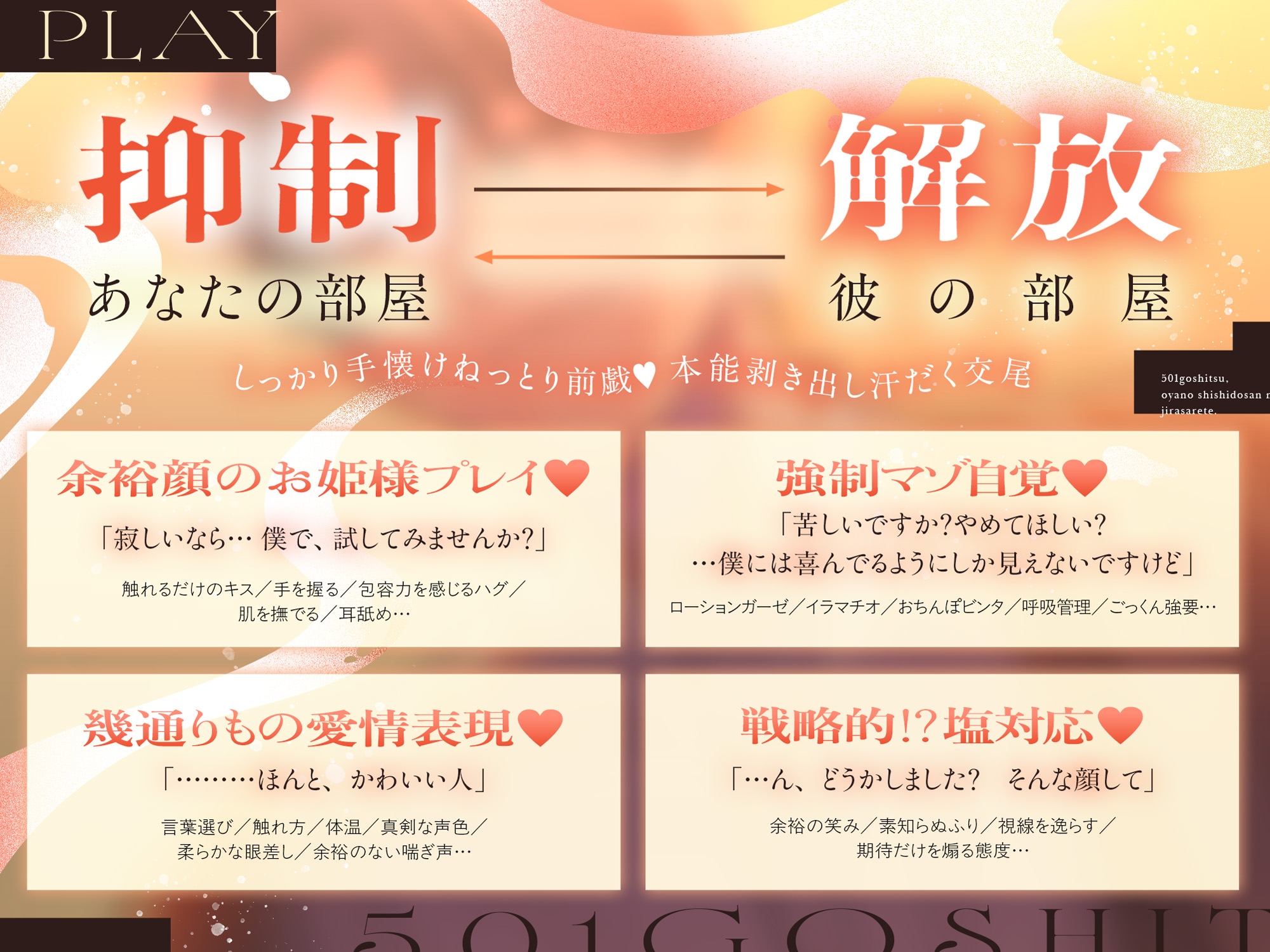 『501号室、大家の宍戸さんに焦らされて。』〜しっかり手懐けねっとり前戯(=擬似ポリネシアン)で、本能剥き出し汗だく交尾〜♡120分/愛され保証♡ 画像4