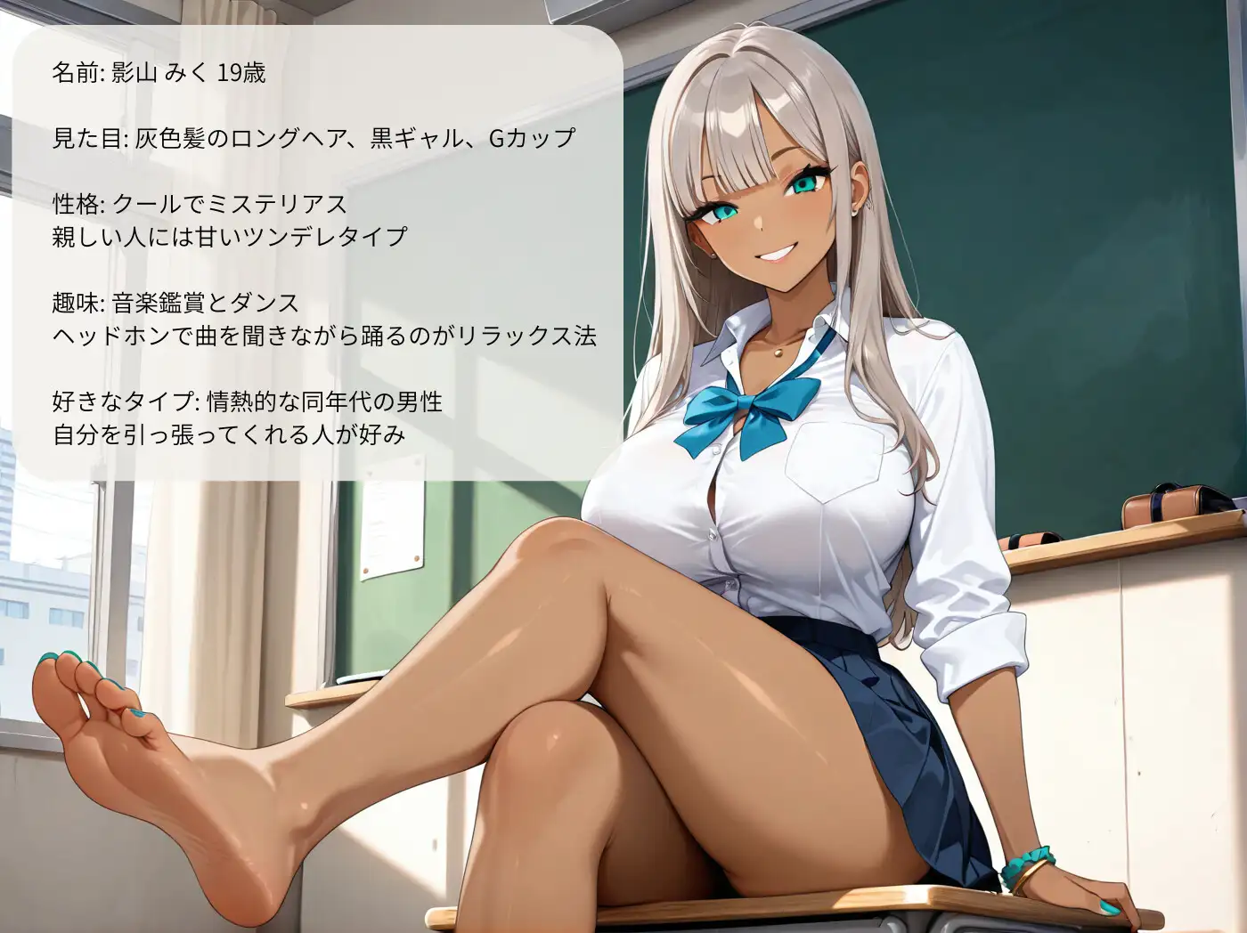 巨乳黒ギャルに誘惑されて教室で禁断の制服セックス サンプル画像 4