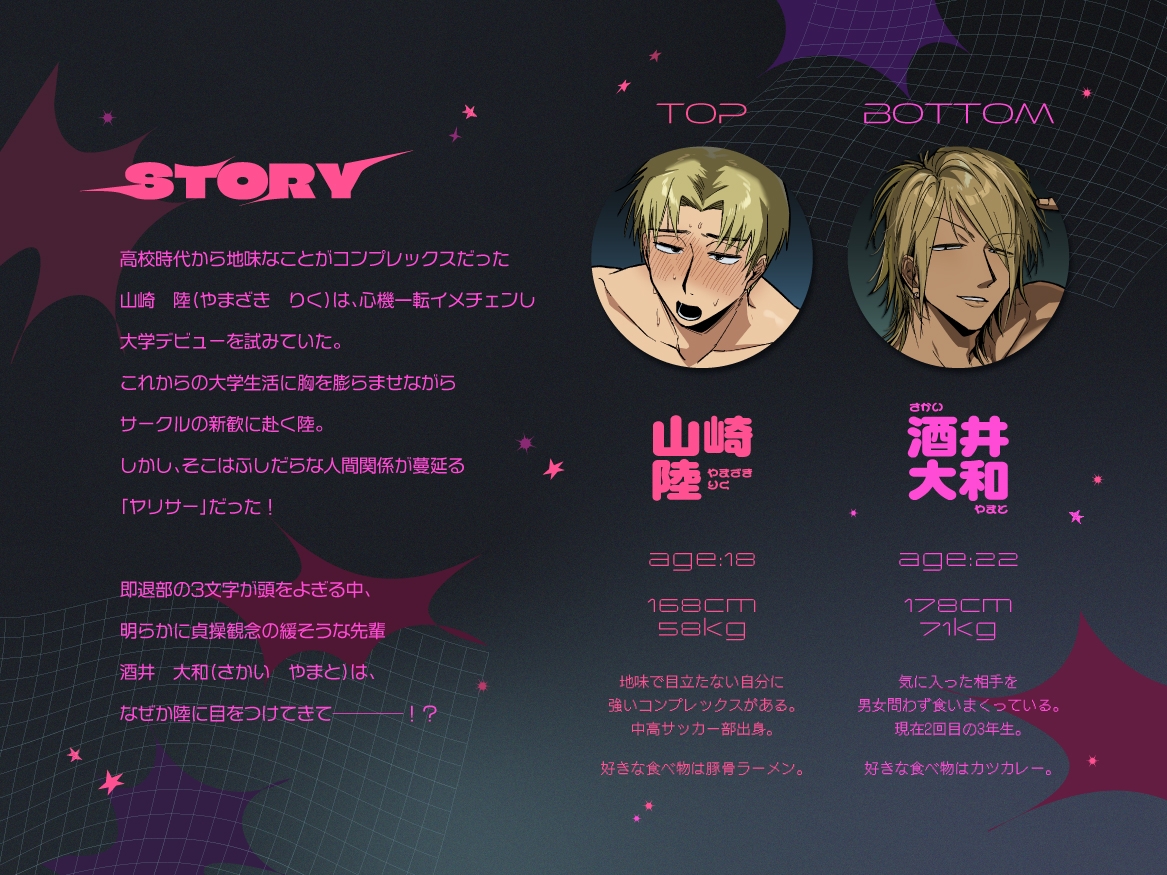 ヤリサーのセンパイ(男)に童貞卒業させられて大学デビュー大失敗 画像1