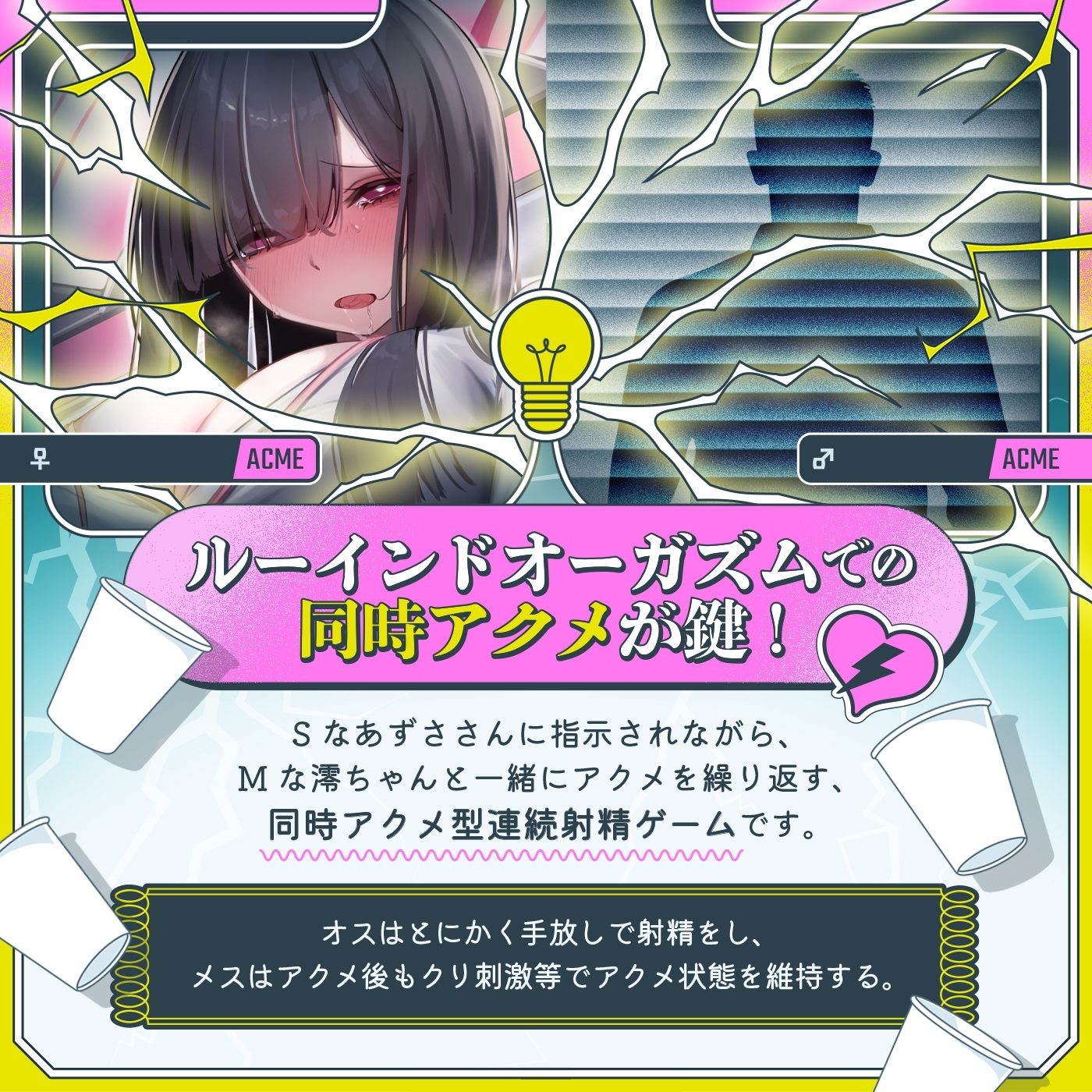 【男女同時アクメ】同時アクメが鍵★ドS女子とオス社畜とメス社畜の三者絶頂「アクエネ1」〜強○ルーインドのアクエネ発電所で乱れイキ〜【アクメナビ搭載】 画像1