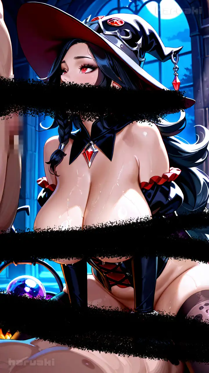【AIアニメ巨乳美女写真集】Vol.11黒髪魔女のわがままおっぱい生活 サンプル画像 3