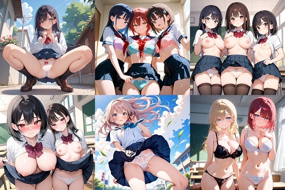 女子校生のパンティーとおっぱい【AIイラスト集】