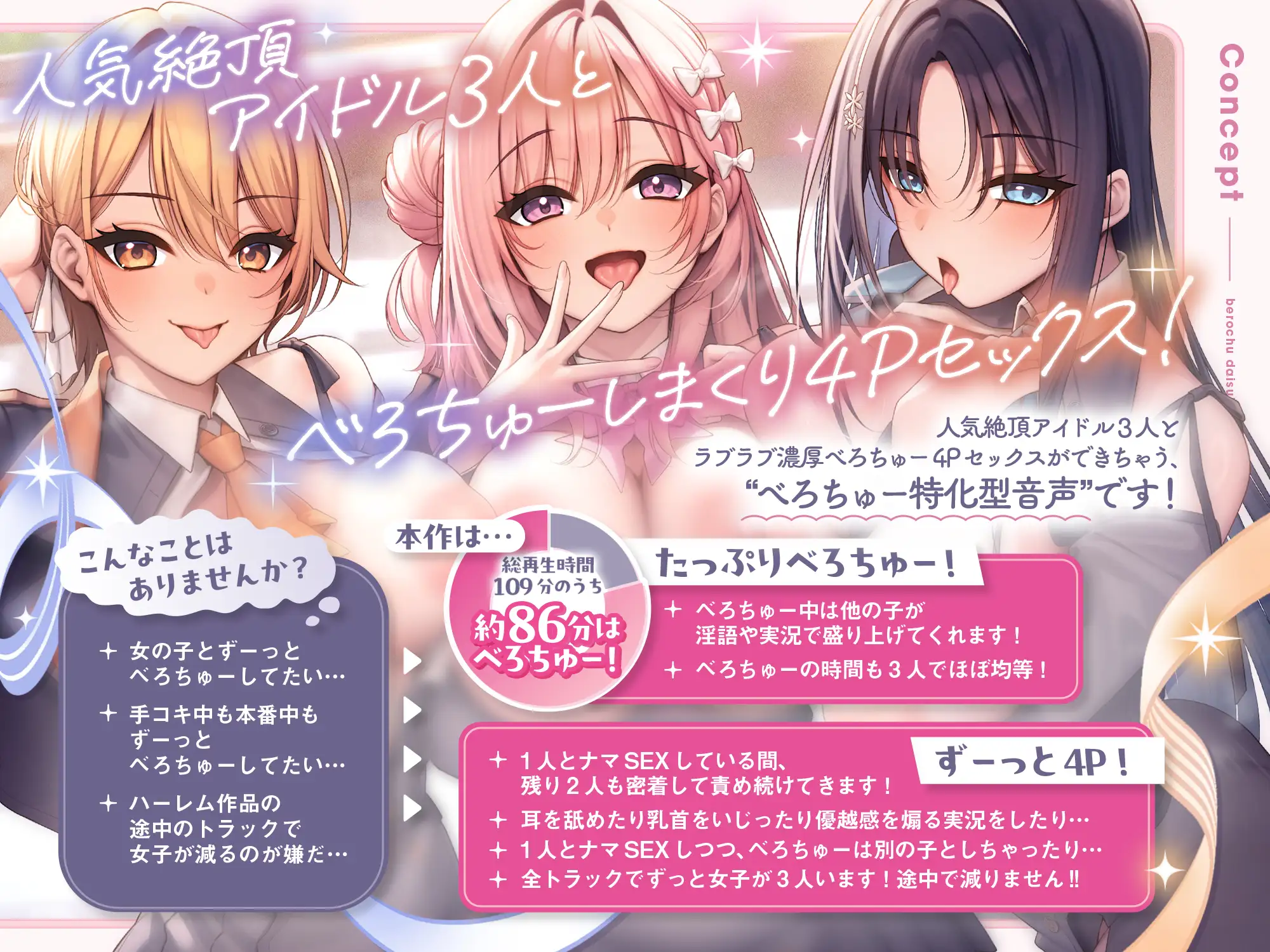 べろちゅー大好きアイドル3人 みずのちょう