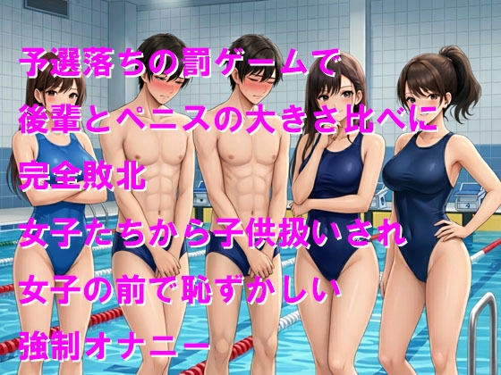 水泳部の伝統行事 強○全裸の大きさ比べで後輩に完全敗北して馬鹿にされる 画像1