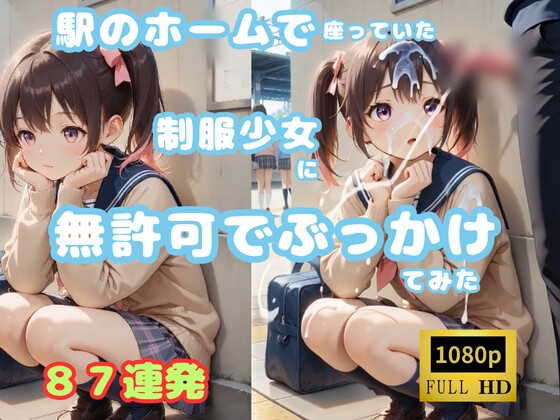 【高解像度】駅のホームで座っていた制服少女に無許可でぶっかけてみた【87連】