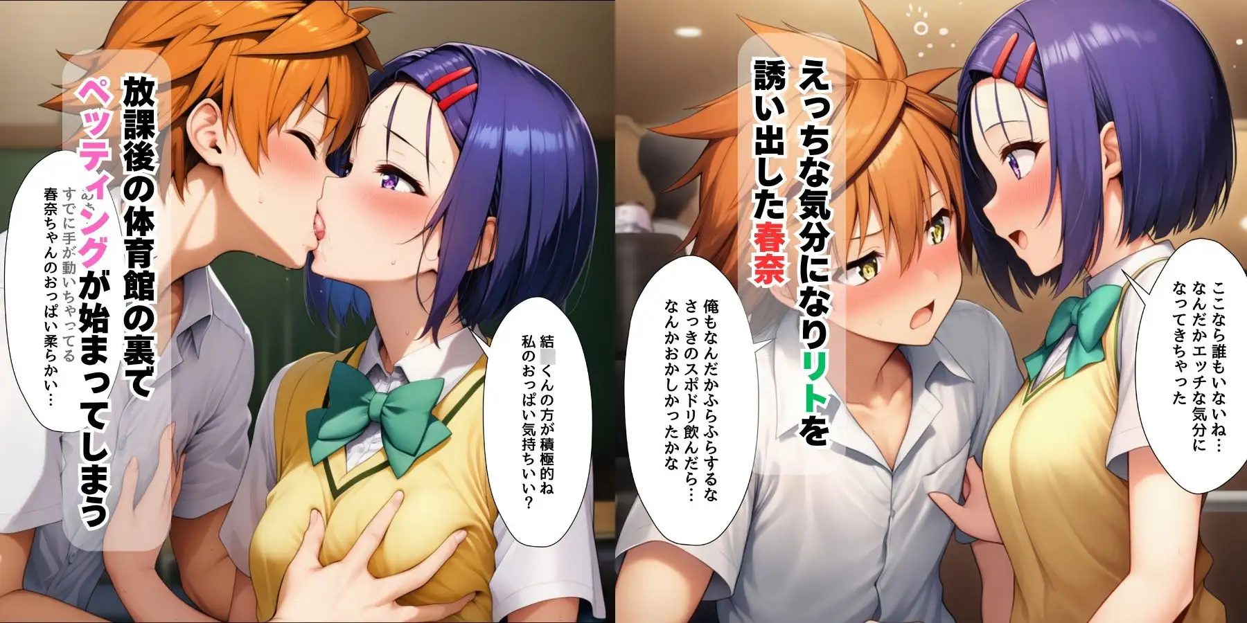 【完成版】ハーレムな学園生活・春奈とモモとララとねっとり勢いえっち サンプル画像 2