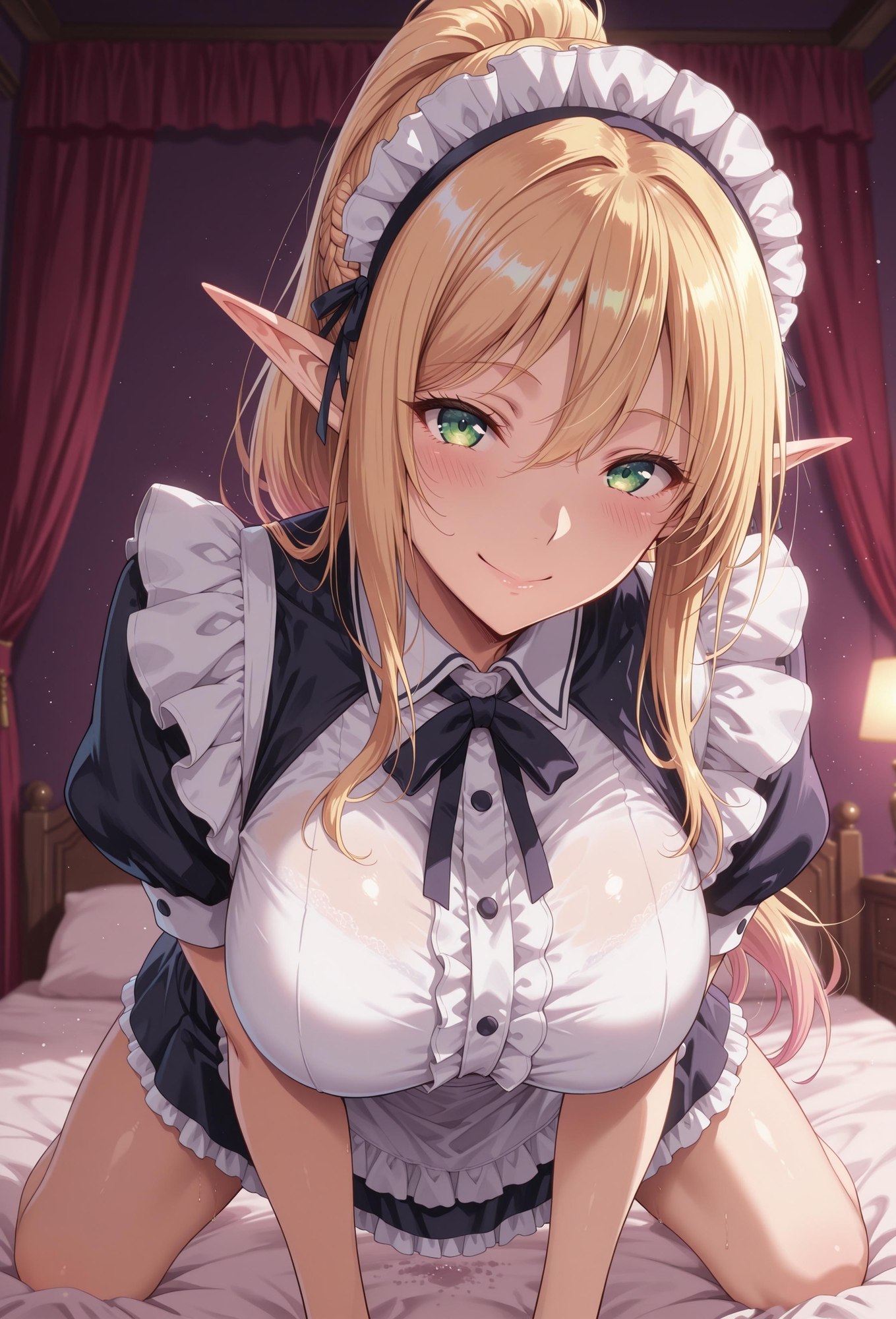 エルフメイドさんスケベボディで激しいご奉仕！_1