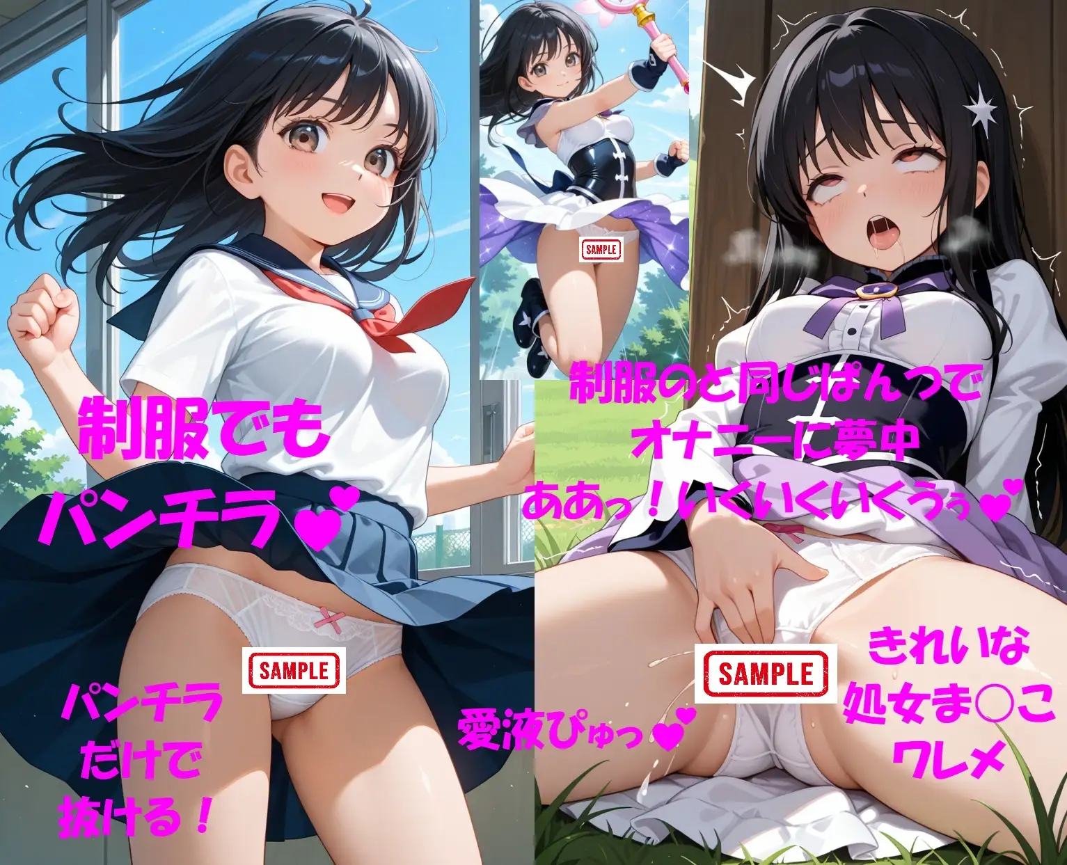 パンチラJKが魔法少女に変身★オナニーでイクぅ！3―黒髪JK、オナニーに夢中― サンプル画像 10