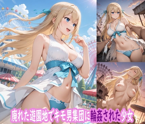 廃れた遊園地でキモ男集団に輪●された少女