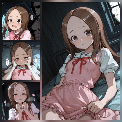 Pi〇ivで公開中のCGに加え【[AIイラストCG] 捕らわれ上手な高〇さん】　by　DeadBear