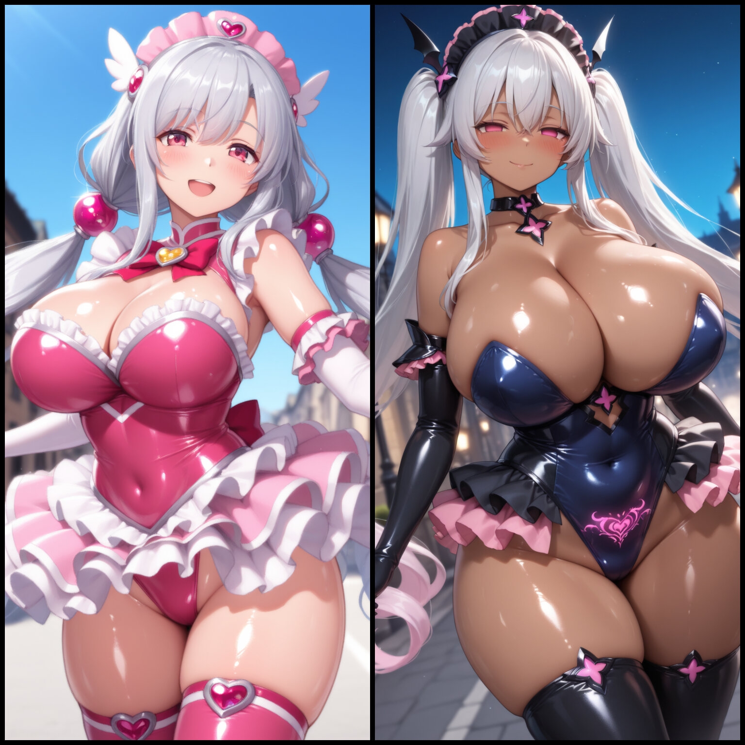 【悪堕ち×淫紋】銀髪褐色の爆乳魔法少女。淫らな肉厚ボディで夜の街を彷徨い、見知らぬ男に搾り尽くされる_1