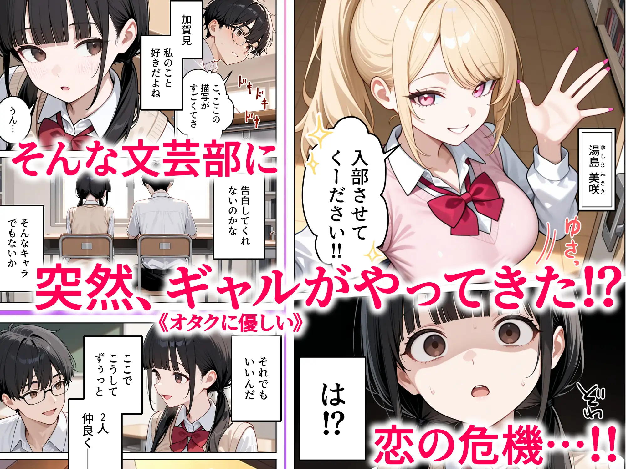 文芸部にギャルが来た！?〜地味巨乳と金髪ギャルの誘惑SEX〜 サンプル画像 2