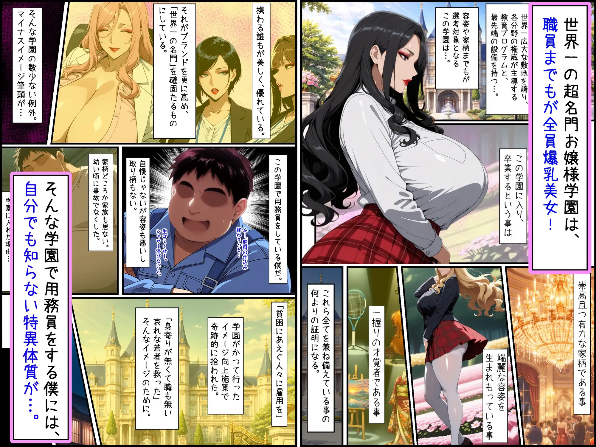 爆乳お嬢様もドスケベ熟女も特異体質で更生させる！学園長も先生もメイドも学園生も完堕ちさせてラブラブする話 [あちみ屋] | DLsite - R18