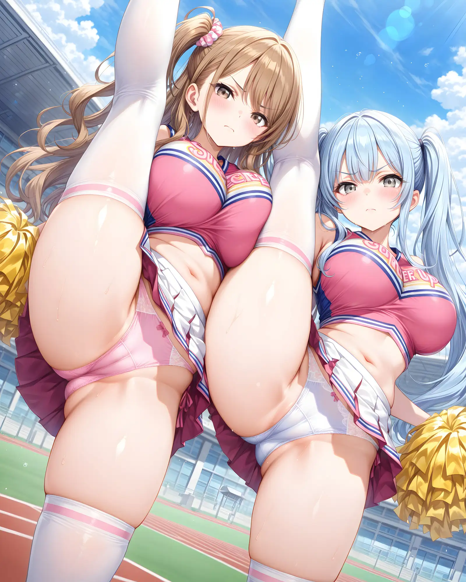 超ミニスカチア部〜パンツ丸見えのチアガール達にセクハラしたり、ぶっかけたり、チ〇ポのお世話してもらうイラスト集〜 サンプル画像 4