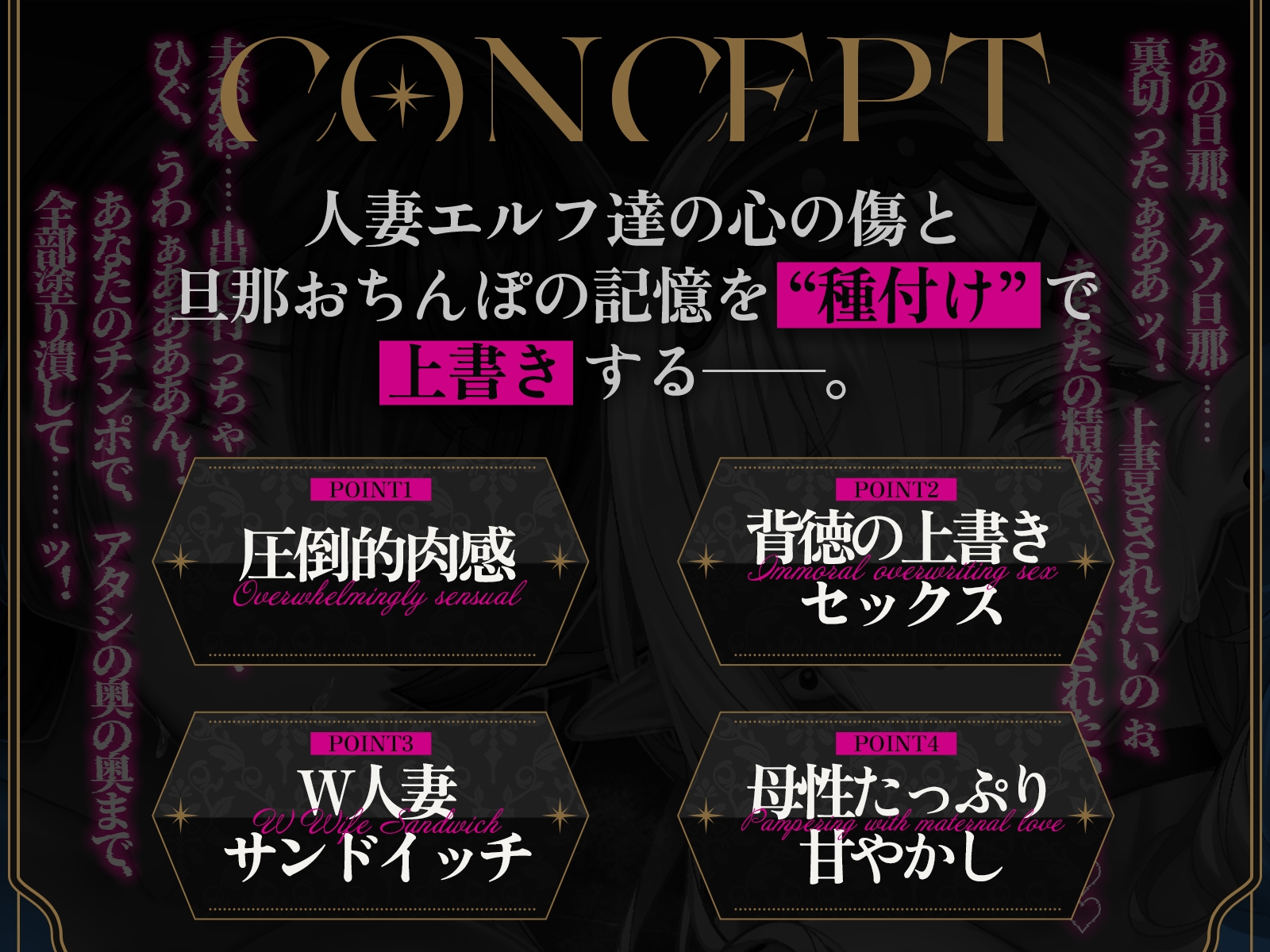 【早期購入特典付き&処女作記念25%OFF!】サレ妻エルフの上書き交尾♡~夫に逃げられ傷心の爆乳奥さん達を慰めて、あなたのチンポで全部塗り潰し♪~【KU100収録】 画像1