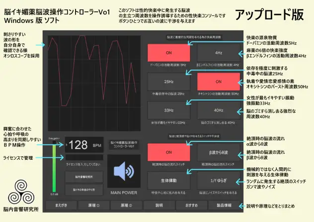 【Vo1】脳イキ媚薬脳波操作コントローラー PC専用「windows版」脳イキ媚薬音源が生成し放題「脳内音響研究所が開発制作。脳イキ媚薬音を自分で創って脳イキしまくろう」 [脳イキ音楽説明販売会] | DLsite 同人 - R18