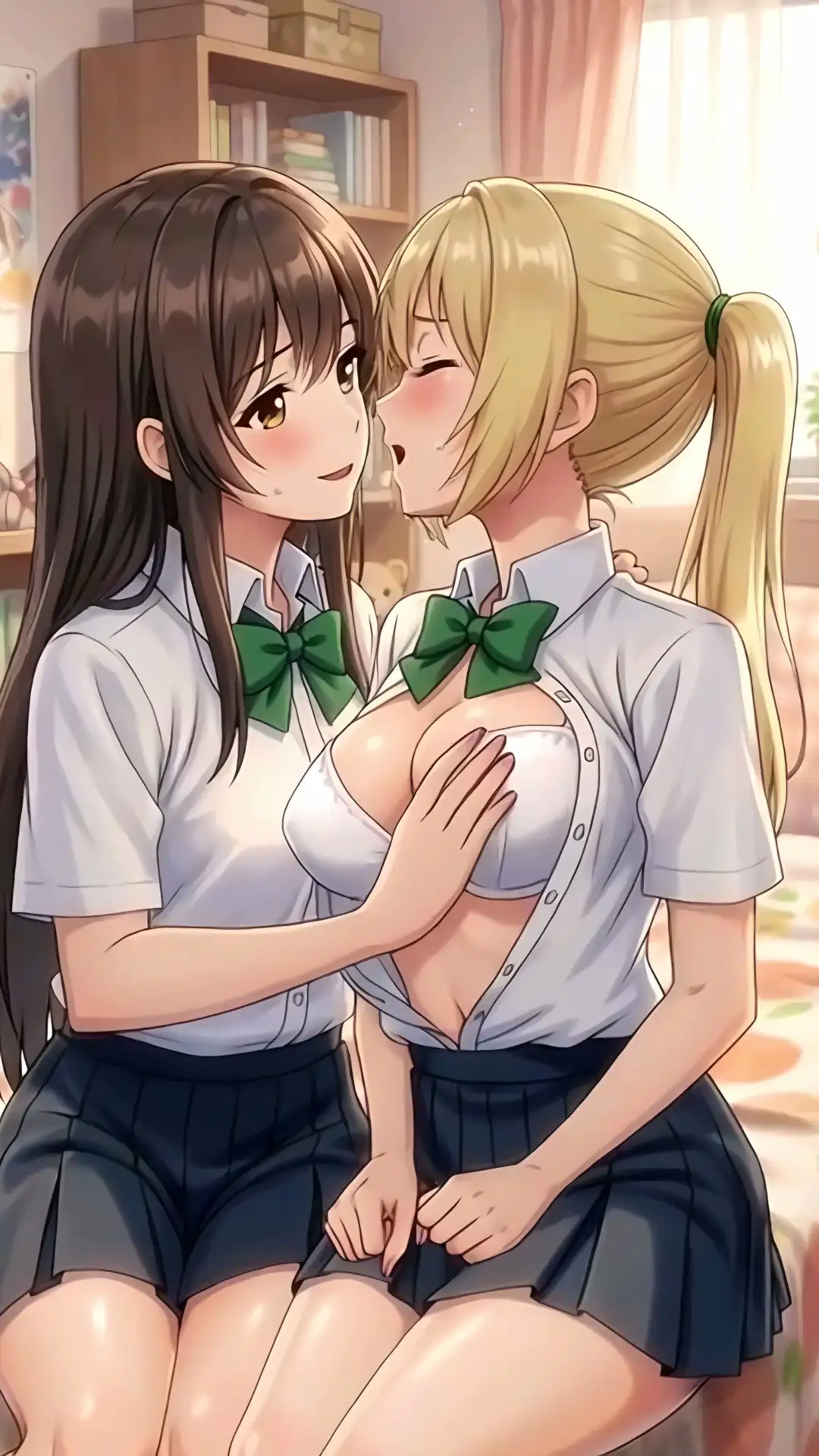 【4Kフルモーション】制服百合少女の濃厚ディープキス〜密着こすりあいでイッちゃう3分フルアニメ〜【フルボイス】 サンプル画像 2