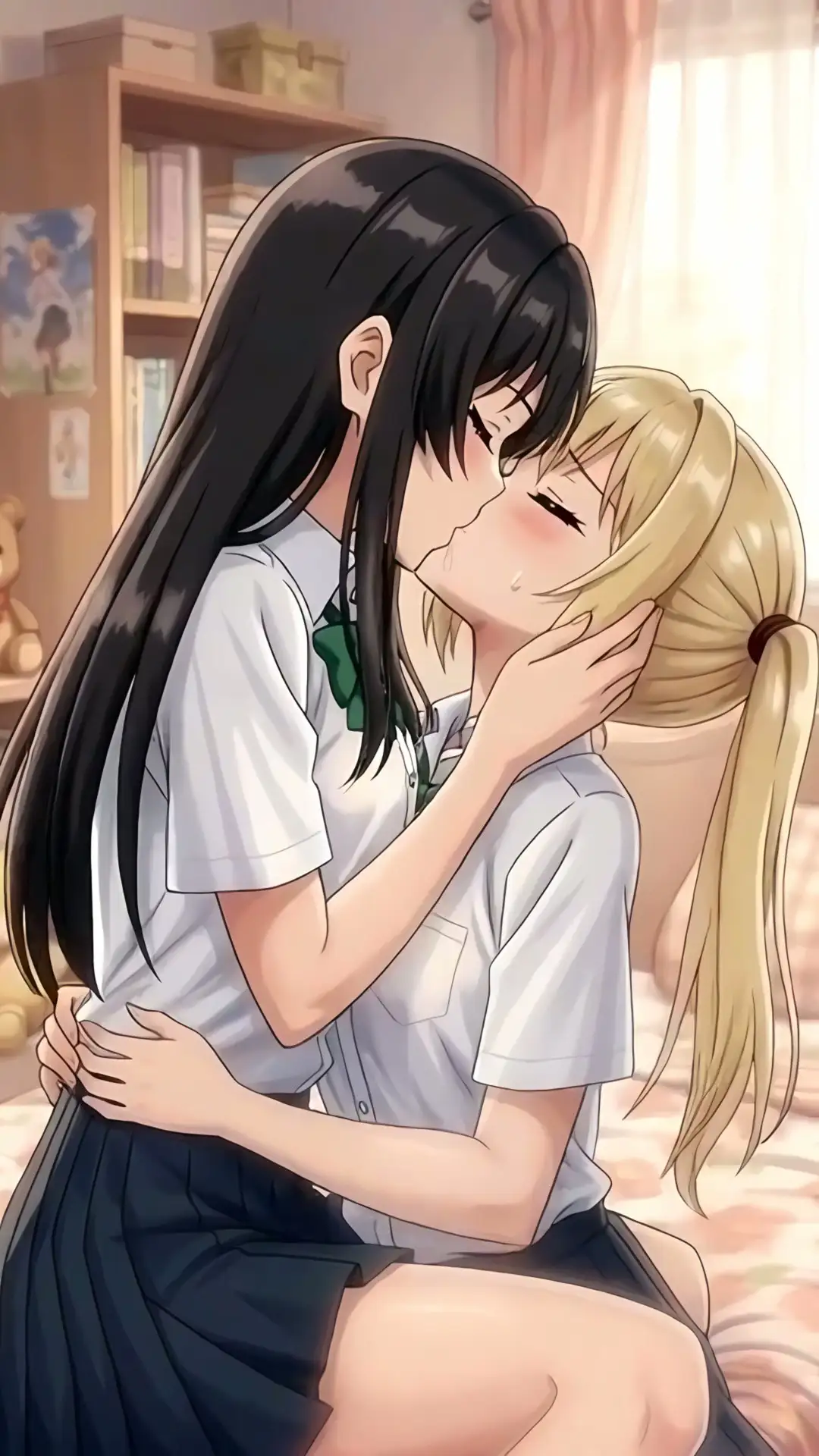 【4Kフルモーション】制服百合少女の濃厚ディープキス〜密着こすりあいでイッちゃう3分フルアニメ〜【フルボイス】 サンプル画像 3