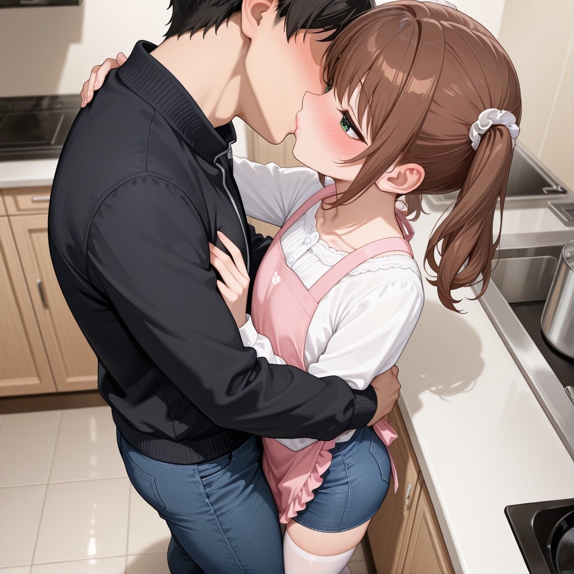 【人造緑】だが食事も終えて落ち着くと我慢をしています『咲とエプロン』1