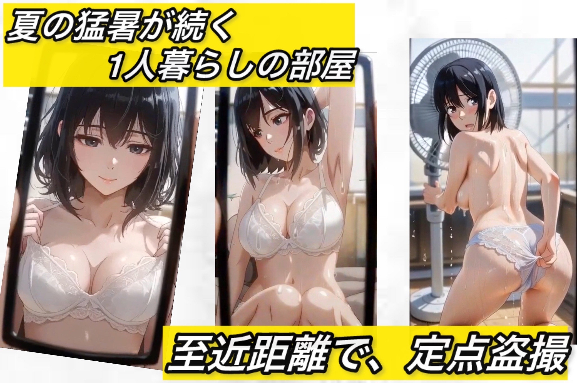 夏の汗まみれ定点盗撮 リビングから捉えたM字崩壊_1