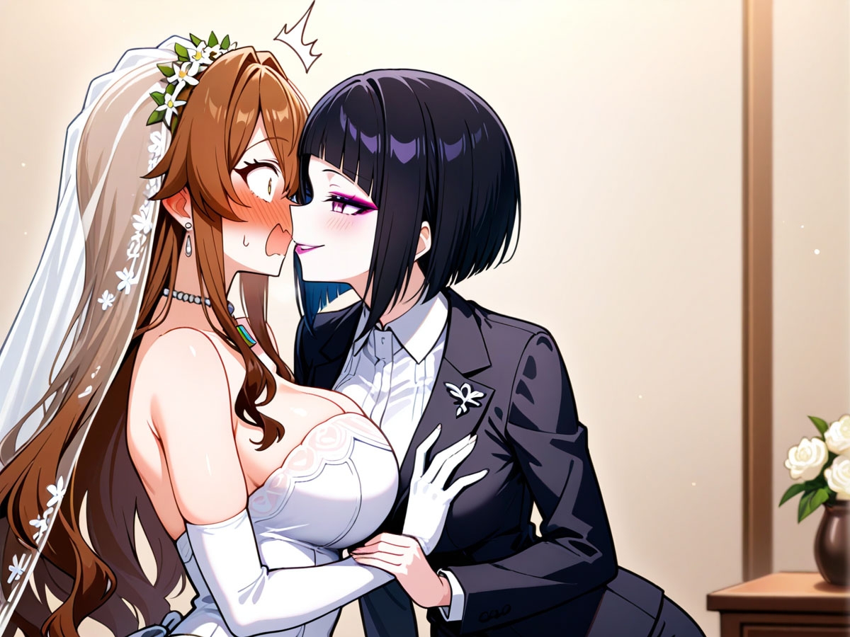 【NTR 百合】純白の花嫁を美人ウェディングプランナーに寝取られた…「本当の女の喜びを教えてあげる♡」 画像5