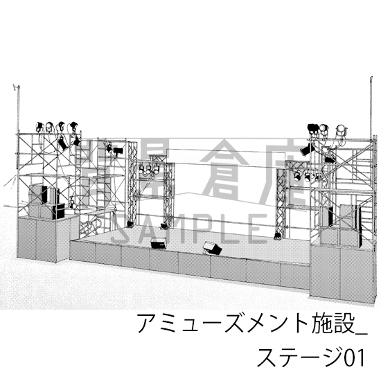 【トーンつき背景】アミューズメント施設_背景素材集5(ステージ)