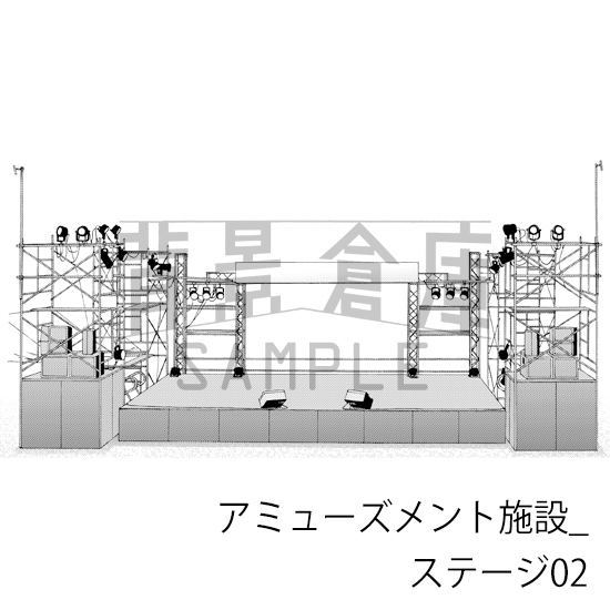 【トーンつき背景】アミューズメント施設_背景素材集5(ステージ)