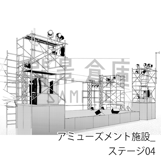 【トーンつき背景】アミューズメント施設_背景素材集5(ステージ)