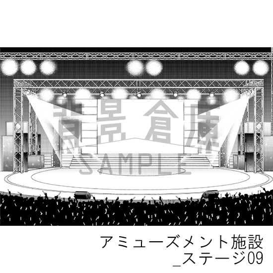 【トーンつき背景】アミューズメント施設_背景素材集7(ステージ)
