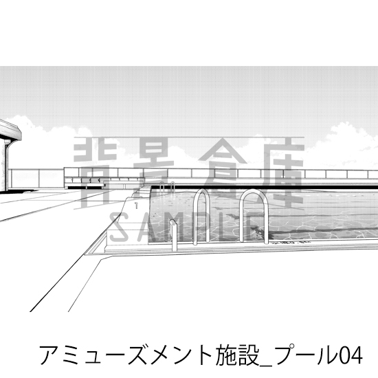 【トーンつき背景】アミューズメント施設_背景素材集11(プール)