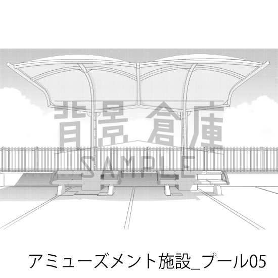 【トーンつき背景】アミューズメント施設_背景素材集11(プール)