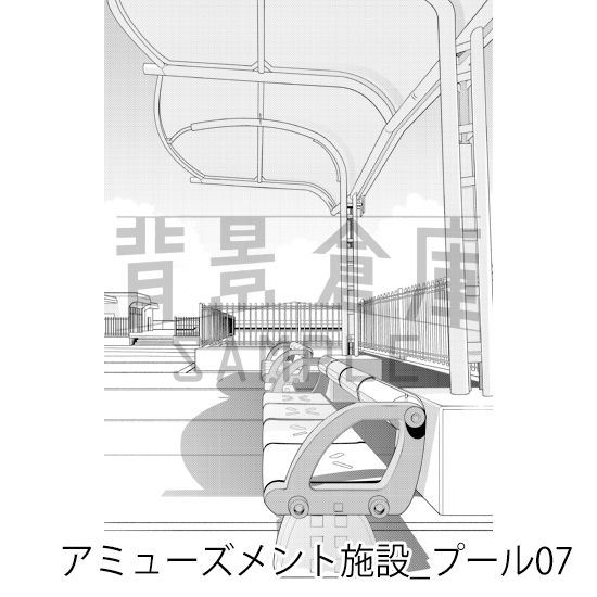 【トーンつき背景】アミューズメント施設_背景素材集11(プール)
