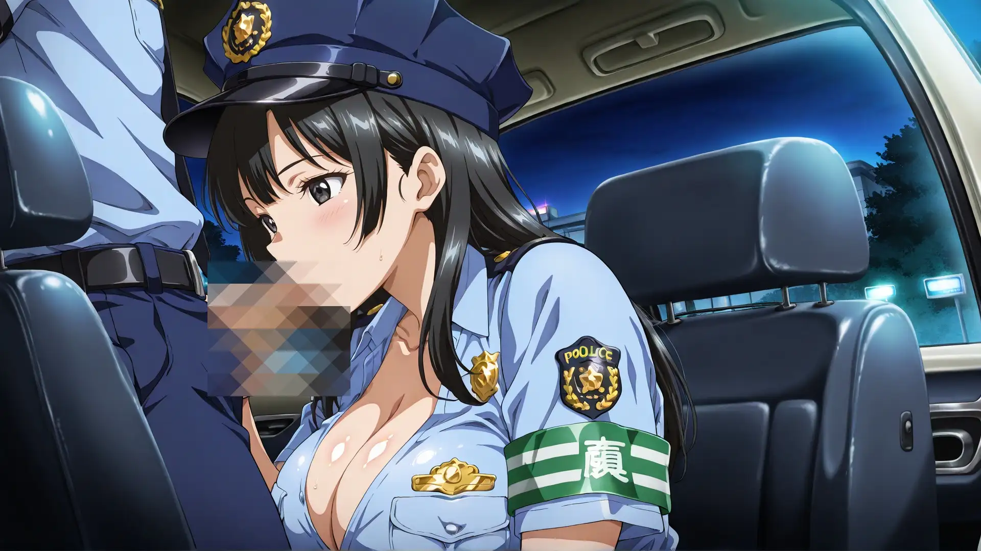 勤務後の爆乳女警察官をパトカー内でハメまくった記録 サンプル画像 2