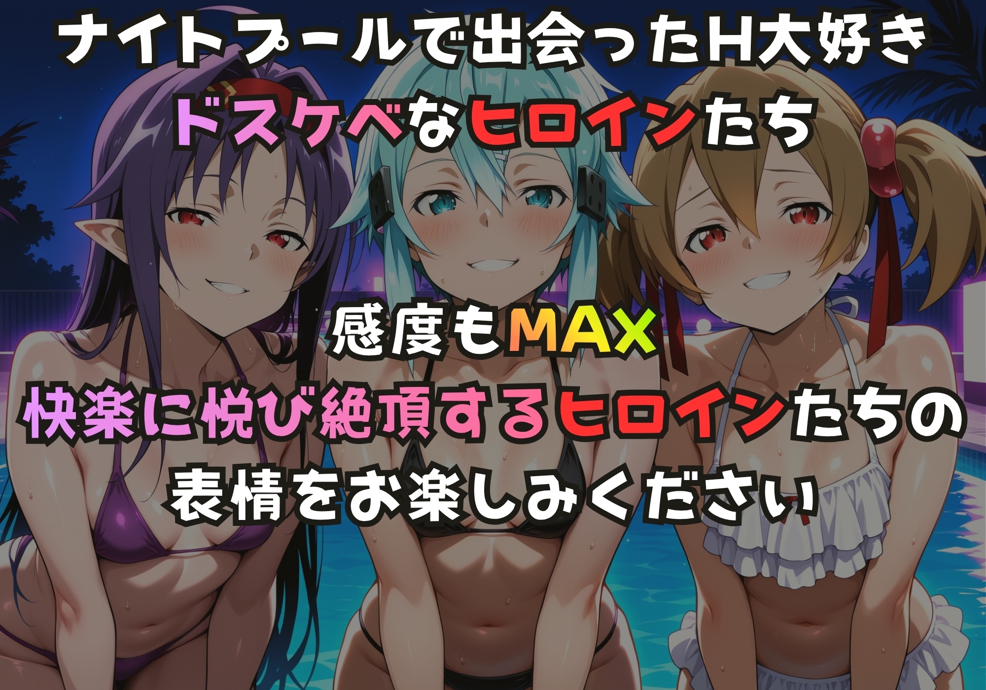ナイトプールでガンギマるドスケベヒロイン ユ〇キ&シ〇ン&シ〇カ 画像1