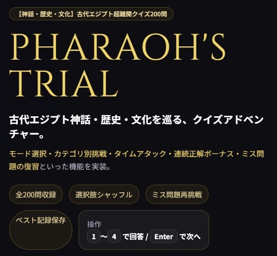 【神話・歴史・文化】古代エジプト超難関クイズ200問 画像1