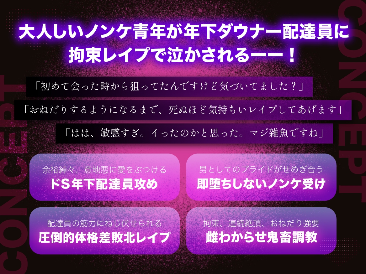 ノンケの僕が自宅で無理矢理！?年下配達員の意地悪レ○プに大敗北！