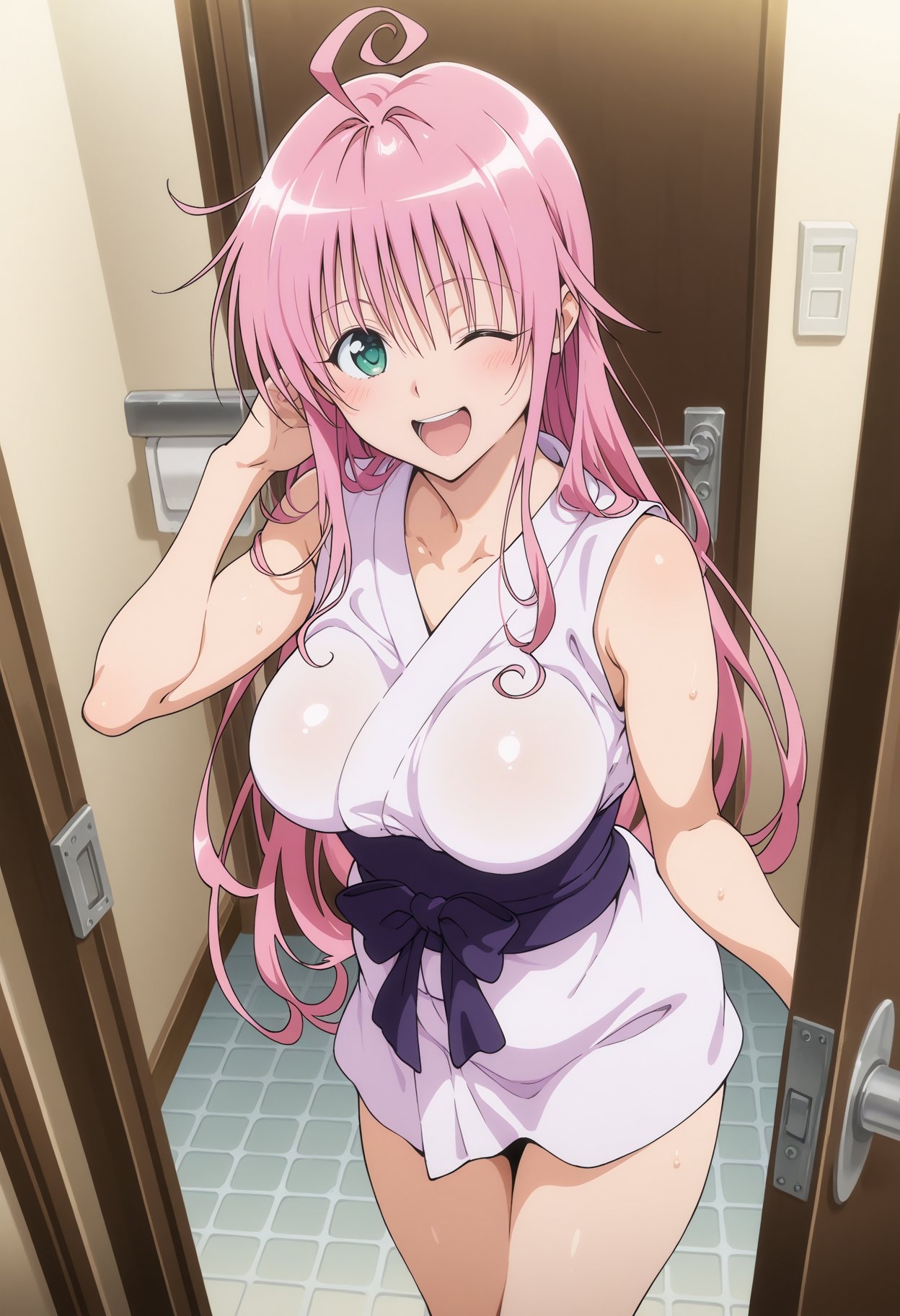 ラ〇コスプレの巨乳女の子とローションH_1