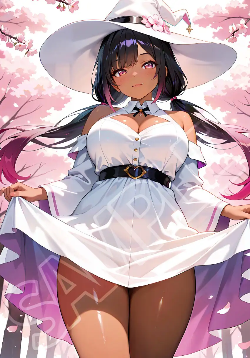 褐色黒魔女と桜デート サンプル画像 4