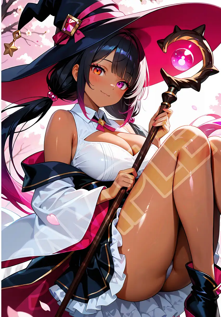 褐色黒魔女と桜デート サンプル画像 5