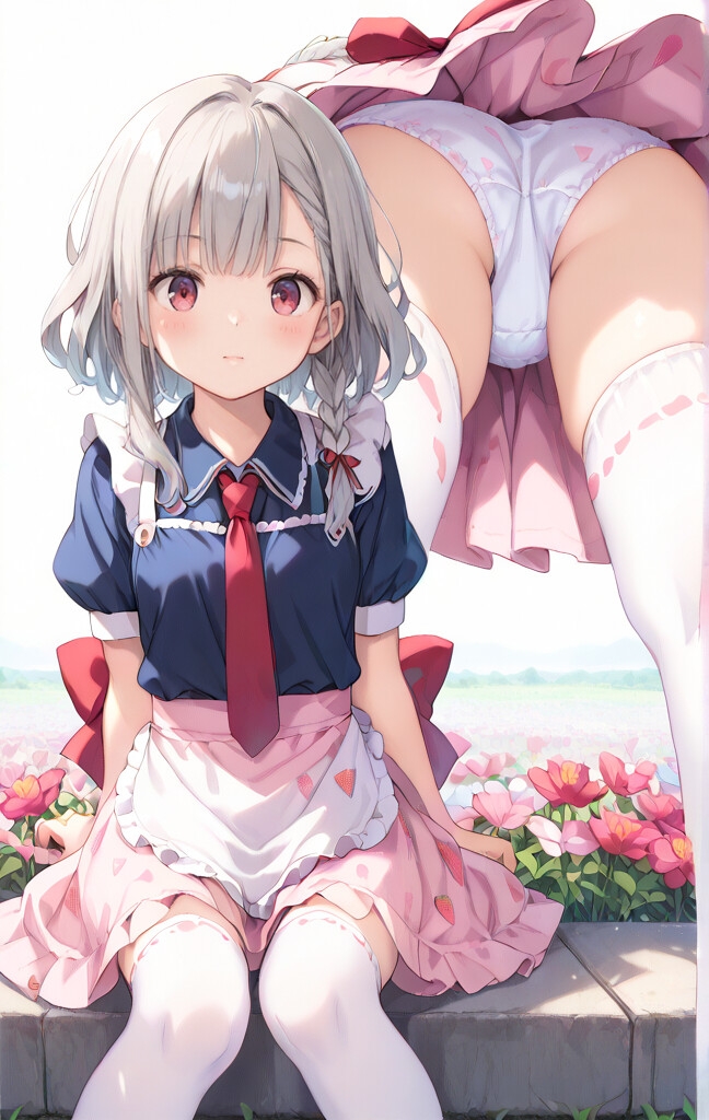 ピンクメイドの純粋無垢スジまん お花畑で大公開_2