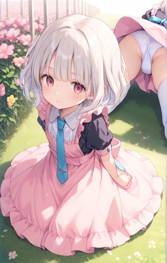 ピンクメイドの純粋無垢スジまん お花畑で大公開_3