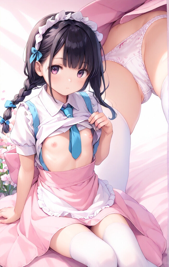 ピンクメイドの純粋無垢スジまん お花畑で大公開_8