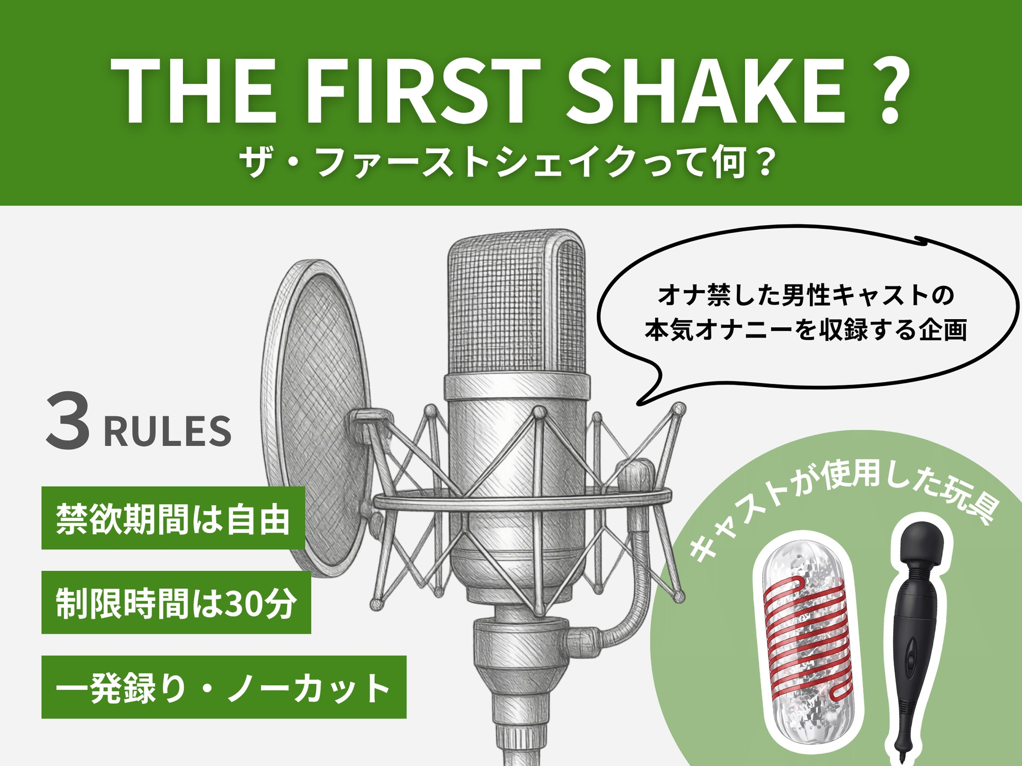 【 THE FIRST SHAKE 】禁欲14日後の本気オナニー / cast.真神峯狼「乳首いじってないと射精できない」ガテン系元ヤン兄貴の激弱チクニー実演-1画像