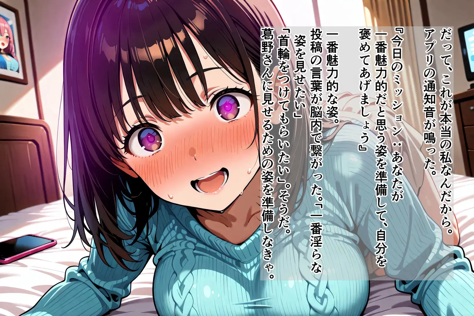 「私の好きなところ:笑顔、髪、そして――」SNS投稿が現実になるアプリで淫らに書き換えられた私_前編 サンプル画像 9