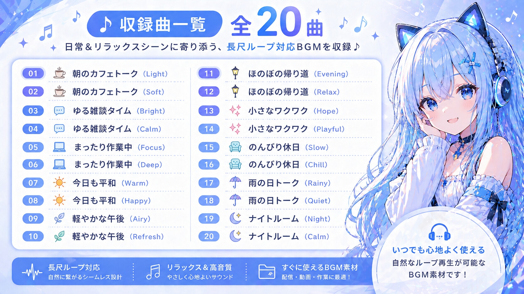 商用利用OK！配信・動画・作業用に使えるループBGM素材集 Vol.1 - 日常&リラックス編